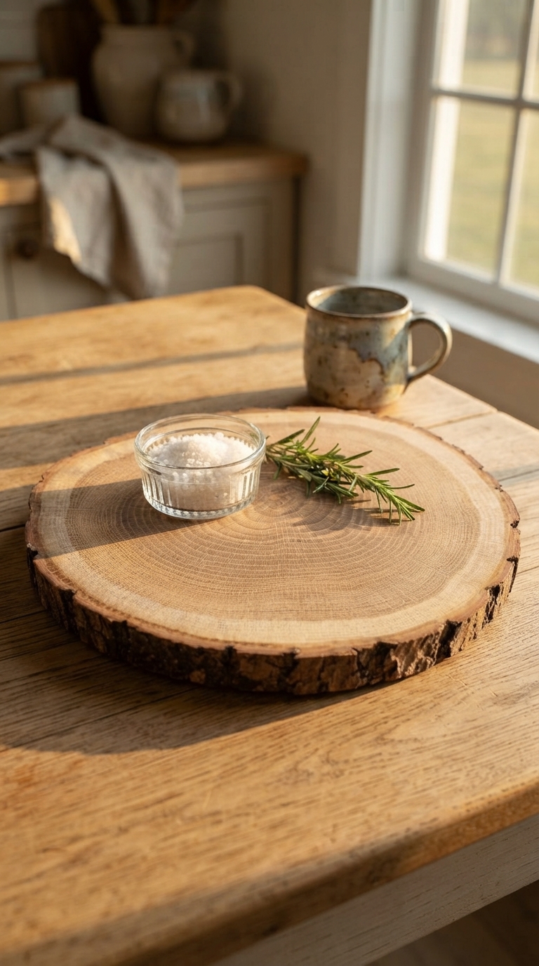 Round Wood Serving Board for Cheese and Bread